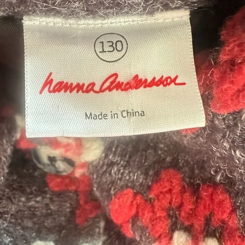 Hanna Andersson Girls Size 8 / 130 Floral Wool Blend Pockets Button Jacket Coat